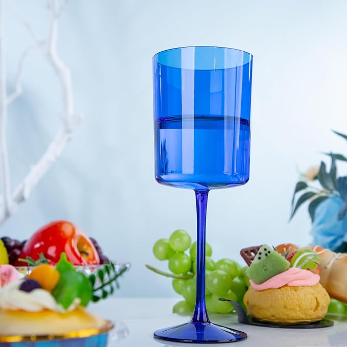 Ciaell 6 Pack Blue Plastic Wine Glasses - Image 5