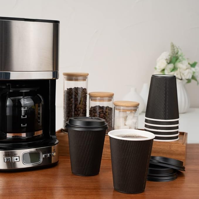 Restaurantware 8 Ounce Double Wall Disposable Coffee Cups, 500 Insulated Black - Image 7