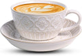 Latte Cup with Saucer, 12 OZ Cappuccino Cup Vintage Cafe Art Cups by Unknown