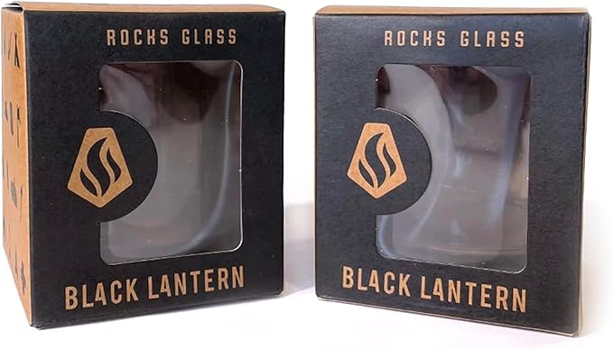 Black Lantern Wolf and Forest Whiskey Glass Set Set of 2 11oz Heavy Base Glasses | Nature-Themed Gift for Outdoor & Wildlife Lovers