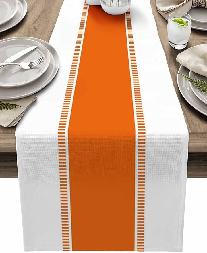 Orange Table Runners, Farmhouse Stripes Table Runner Non Slip Dresser Scarves by Futuregrace