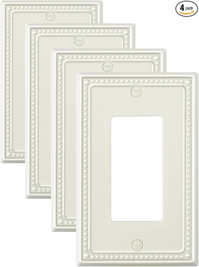 4-Pack Decorator Outlet Cover Plate, Decorative Switch Plates and Outlet Covers, Light Almond Metal Wall Plates for Electrical Outlets, Receptacle, GFCI Outlet, Dimmer Switch
