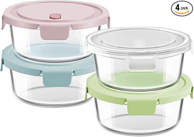 4 Cup/32oz Borosilicate Glass Meal Prep Containers by Freshmage