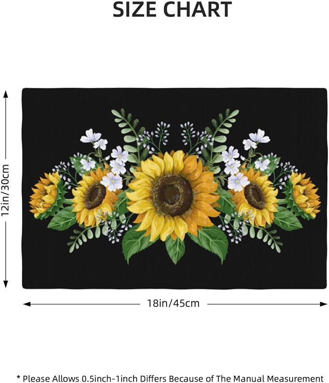 Fiokroo Sunflowers Wild Flowers Placemats Set of 6 Table Mats Table Tableware - Image 2