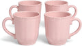 SANGO Bethany Pink Mugs Set of 4, 15 oz Stoneware Pink Coffee Mugs, Vibrant by Sango