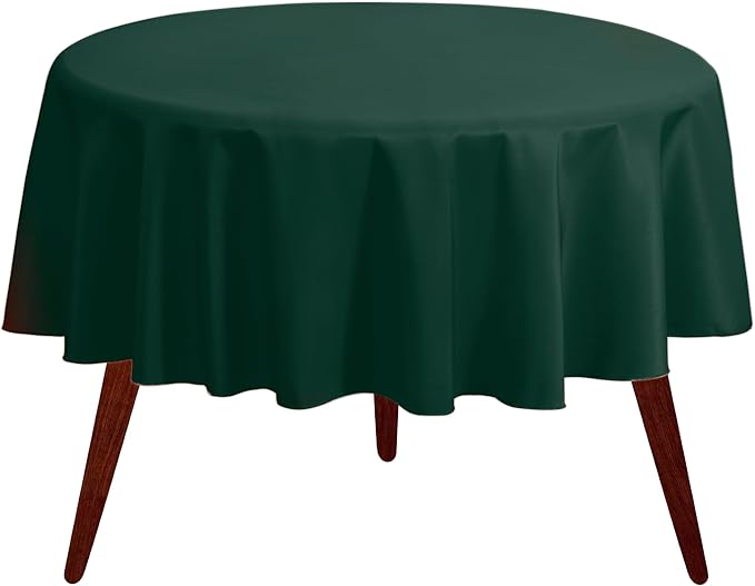 Gee Di Moda Round Tablecloth - 132 Inch Hunter Green Round Table Cloth for 72 to 96 Inch Round Tables - Heavy Duty Washable Fabric - for Buffet Table, Holiday Party, Dinner, Wedding & Baby Shower