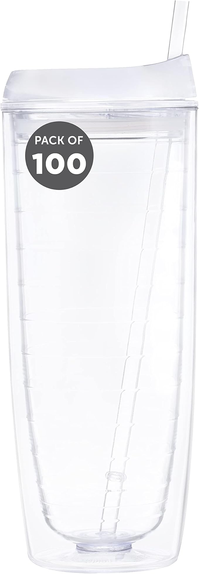Custom Tall Orbit Acrylic Tumblers 20 oz. Set of 100, Personalized Bulk Pack - Perfect for Iced Coffee, Soda, Other Hot & Cold Beverages - Clear