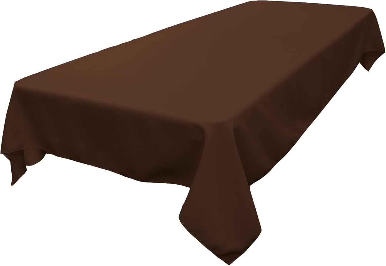 LA Linen Polyester Poplin Washable Rectangular Tablecloth, Stain and Wrinkle Resistant Table Cover 60x84, Fabric Table Cloth for Dinning, Kitchen, Party, Holiday 60 by 84-Inch, Brown