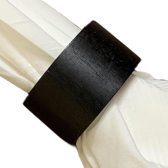 Handmade Black Plan Wooden Napkin Ring Made by Artisan Beautifully Crafted and Designed in India Set of 12