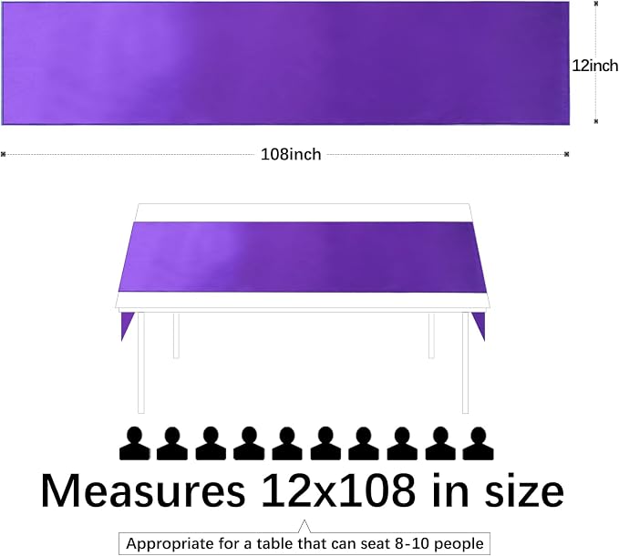 Purple Table Runners 16 Pack 12x108 inch Silk Satin Smooth Fabric | Satin Table - Image 3