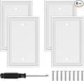 White Modern Decorative Wall Plate Light Switch Cover Decorator Outlet Covers Rocker Switch Plates Bamboo Fiber Material Wall Plates for Kitchen Bathroom (1 Gang Single Blank-4 Pack)