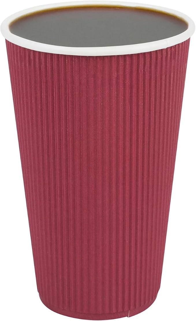Restaurantware Ripple Wall Coffee Cups 500 Count 16 Ounce Insulated Crimson by Restaurantware