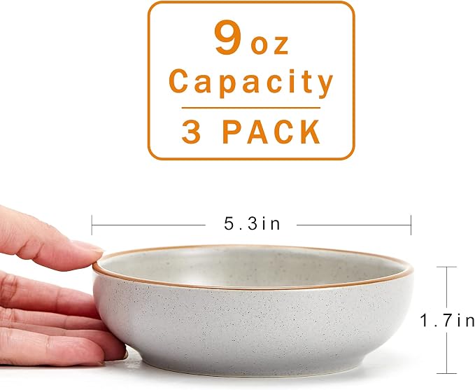 Cottagecore Ceramic Cat Bowls, 3 Pack Set, 5.3 in Shallow Pet Bowl - Image 4