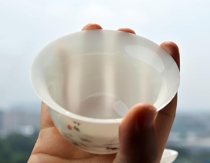Liang baobao Ice Jade White Porcelain Gaiwan, 5oz Teacup Suet-fat Jade - Image 9