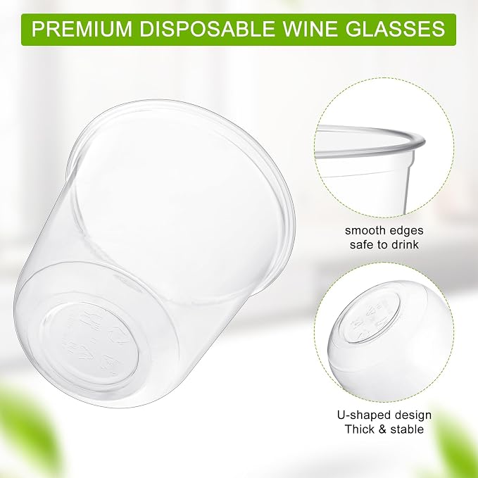 Ziliny 50 Pcs Disposable Stemless Glasses 12oz Crystal Plastic Wine Glasses - Image 4