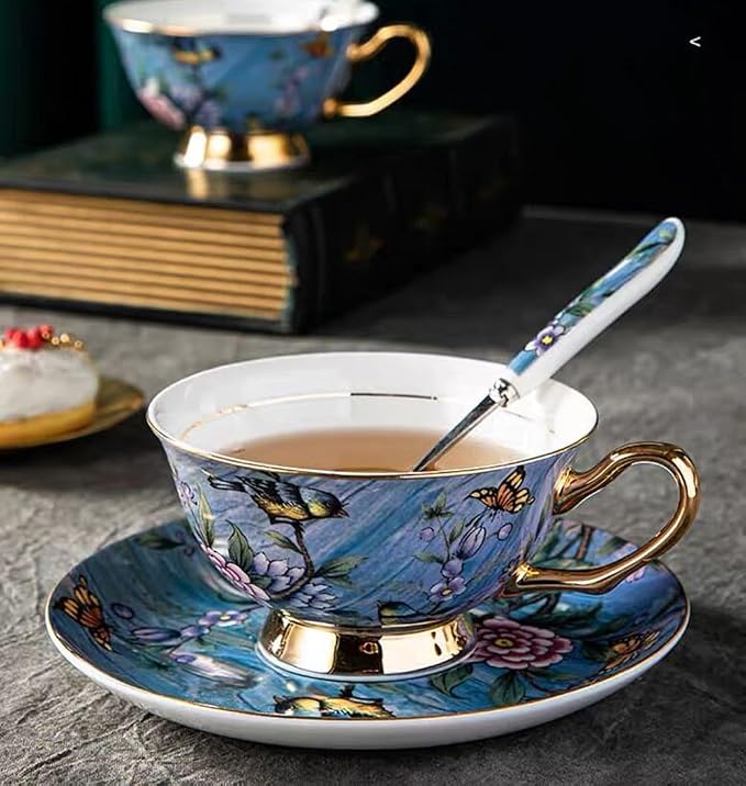 Bone China Cup& Saucer Set, 6.8oz- Birds& Trees - Image 3