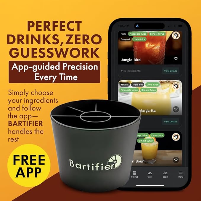 App-Guided Cocktail Maker — The Free App Shows You Where to Fill — Make 500+ Easy, Perfect Cocktails — Best Gift for Cocktail Lovers