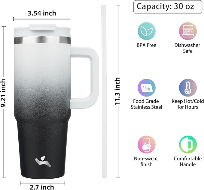 Konokyo 30 oz Insulated Tumbler Water Bottle - Image 4