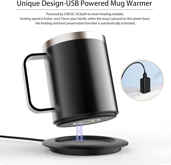 Coffee Warmer with Mug Set, USB Powered Heated Cup with 10H Auto Shut-Off - Image 4