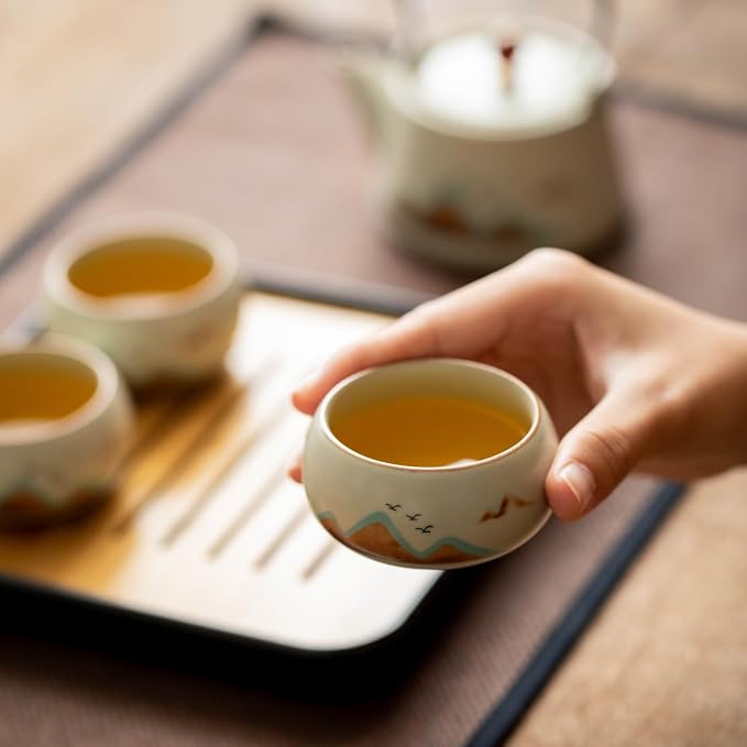7-Piece Ruyao Ceramic Chinese GongfuTea Set, Traditional Crackle Glaze Teapot - Image 7