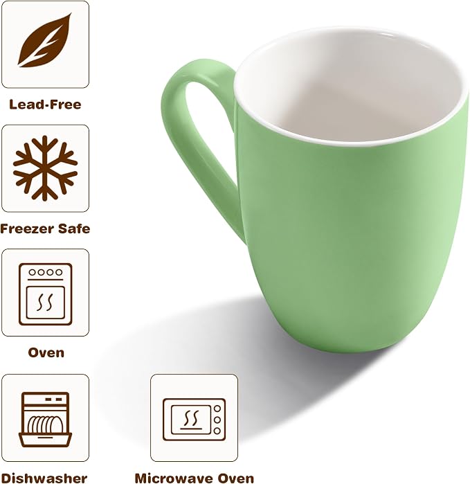 Urbanstrive 16 oz Large Coffee Mugs Set of 4 Ceramic Coffee Mug White Coffee - Image 3