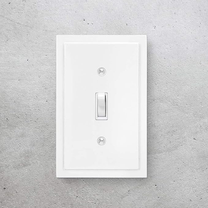 Henne Bery Modern Edge Decorative Wall Plate Switch Plate Outlet Cover, Durable Solid Zinc Alloy (Single Toggle 2PK, White)