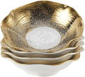 Handmade Ceramic Pasta Bowl 10.4 Inch, Wave Edge Gold Rim Soup Bowl, Set of 4 Reinforced Porcelain Bowls, 1kg Each, Dishwasher Safe Dinner Bowls