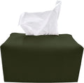 Carrotez Tissue Box Cover, [Refined] Modern PU Leather Rectangular Tissue Box Holder - Decorative Holder/Organizer for Bathroom Vanity Countertop, Night Stands, Office Desk 9.5"X5"X5" - Khaki