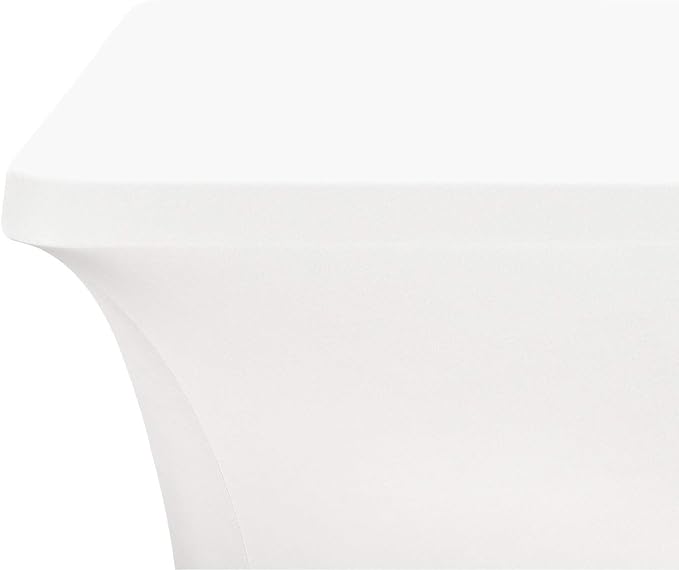 LZY Spandex Fitted Stretch Table Cover for 6 ft or 4ft or 8ft Folding Table, Rectangular Cocktail Tablecloth, Perfect for Party or Banquet (8FT White)