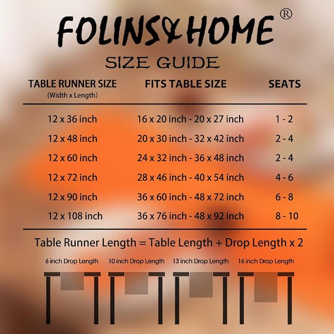 FOLINS&HOME Orange Waterproof Decorative Table Runner 60 Inches Long | 210GSM - Image 6