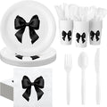 Sieral 144 Pcs Black Bow Party Supplies Coquette Cute Supplies Bachelorette by Sieral
