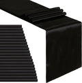 Black Table Runners 20 Pack 12x108 inch Silk Satin Smooth Fabric | Satin Table by B-COOL