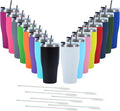 16 Pack Travel Coffee Tumbler 30 oz, Stainless Steel Mug with Lid and Straw, Insulated Cup for Water, Tea, Hot and Cold Drinks (Mixed color)