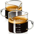 PARACITY Espresso Cup with Handle set of 2, Double Spout Glass Measuring Cup by PARACITY