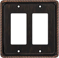 Henne Bery Rope Edge Decorative Wall Plate Switch Plate Outlet Cover (Double Decorator, Aged Bronze)