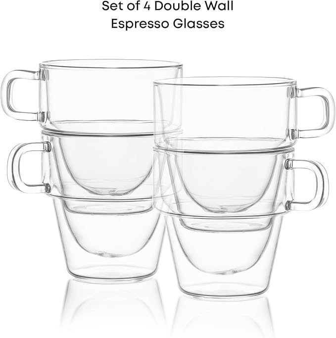 JoyJolt Stoiva Double Wall Insulated Espresso Glass Cups – 5 oz. Shot Cup - Image 3