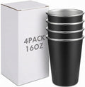 Mimorou 4 Pack 16 oz Stainless Steel Pint Cups Metal Cups Unbreakable Drinking by Mimorou