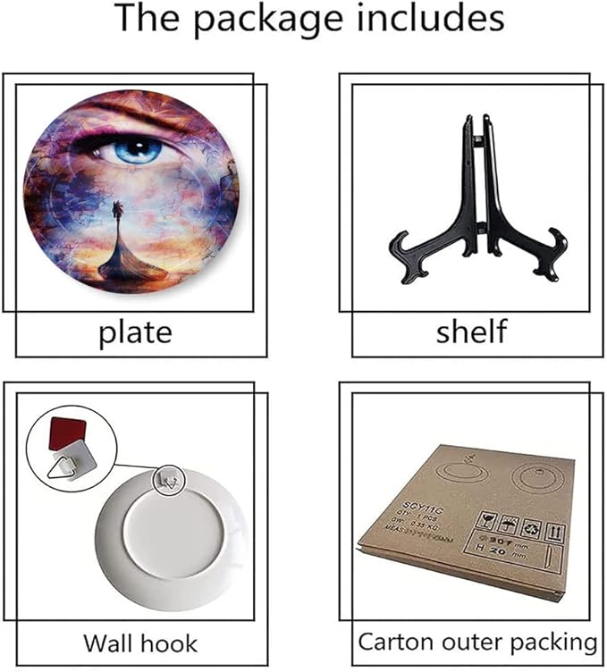 Ceramic Plates, Viking Decorative Ceramic Plates, Boat On The Beach and Woman Eye Boat with, 10 Inch, for Dining, Parties, Wedding, Multicolor