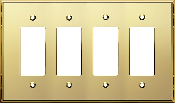 LIDER Reflective Acrylic Decorator Wall Plate, Mirrored Light Switch Plate, Plexiglass Outlet Cover, Acrylic Glass, Oversized 4-Gang 5.25" x 8.88", LWP-34O-AGD, Gold