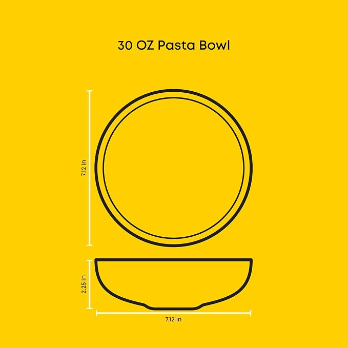 JoyJolt Mesa 30oz Stoneware Pasta Bowls Set of 4, Salad and Serving Bowl - Image 4