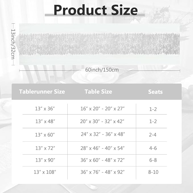 Metallic Style Silver Table Runner, Table Runners 60 Inches Long | Cotton Linen - Image 7