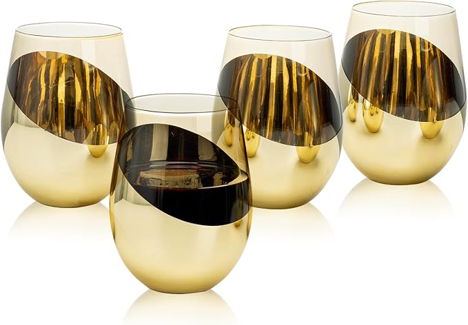 MyGift 18 oz Mid Century Smoked Brown Stemless Wine Glasses - Image 4