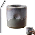 18oz Ceramic Coffee Mug with Sip Lid, Handleless Tumbler in a Vintage Kiln Style by Unknown