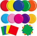 Oigco 60 PCS Colorful Paper Plates, Pastel Plates and Napkins, Rainbow by Oigco