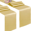 VACVELT Gold Satin Table Runners, 12x72 Inch, 2 Pack, Scalloped Edge | Silky by VACVELT