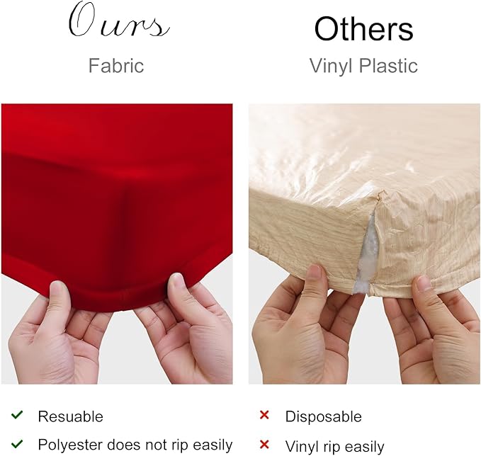 homing 2 Pack Rectangle Table Cloth, Elastic Fitted Fabric Tablecloth Fits for 4 Foot Folding Tables, Washable Table Cover for Picnic, Camping, Indoor & Valentine's Day (Red, 30" x 48")