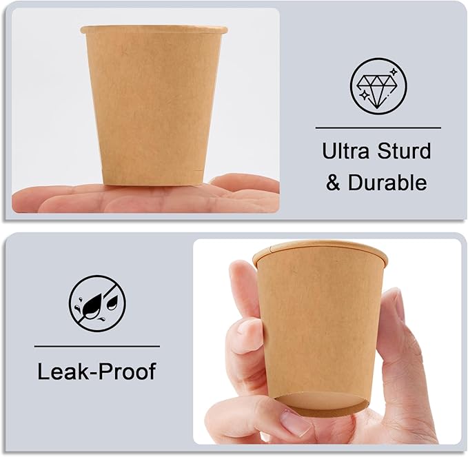 600 Pack 5 oz Kraft Paper Cups, Small Disposable Bathroom Cups, Mini Mouthwash Cups, Hot/Cold Drinking Cups for Bathroom, Parties, Picnics and Travel