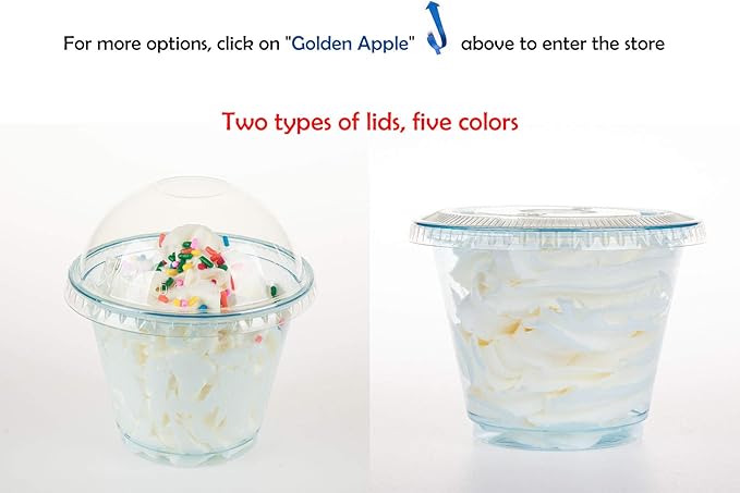 Golden Apple, 9oz-50sets Blue Plastic Cups with Clear Flat no Hole lids…