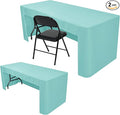 Nasitos 2 Pack Fitted Tablecloth for 4 Foot Tables-Aqua Open Back Folding Table Cover Washable and Wrinkle Resistant Table Cloth for Trade Show, Book Fair, Career Fair, Convention, Events