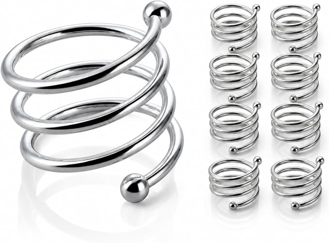 Napkin Ring Set of 8, Metal Serviette Holders by Unknown